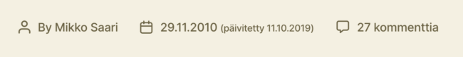 Otsaketieto päivityspäiväkentän kanssa.